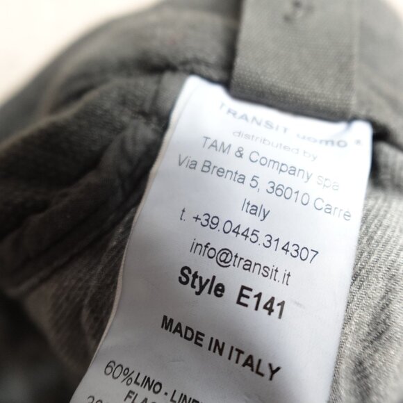 Transit Uomo Mens Pants 2XL Gray Linen Blend Made in Italy - Picture 11 of 14